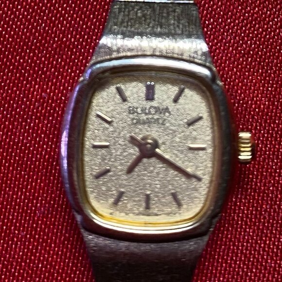 Bulova Petite Gold tone Square Ladies Watch - Picture 1 of 5